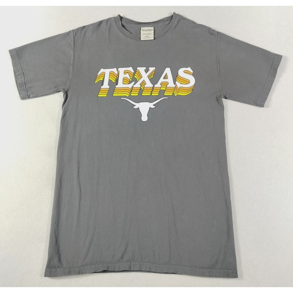 Texas Longhorns Shirt Mens Small Gray NCAA Football ComfortWash‎ Graphic Tee